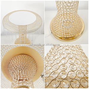 Table de gâteau de mariage de luxe moderne avec <span class=keywords><strong>perles</strong></span> de cristal, or blanc, diamant, décoration de réception - Product Image 3