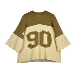 Jersey Deportivo de Punto ODM, Diseño Personalizado con Número, Camiseta de Punto para Marcas, Cuello en V, Bloques de Color, Manga Campana, Venta al Por Mayor - Product Image 6