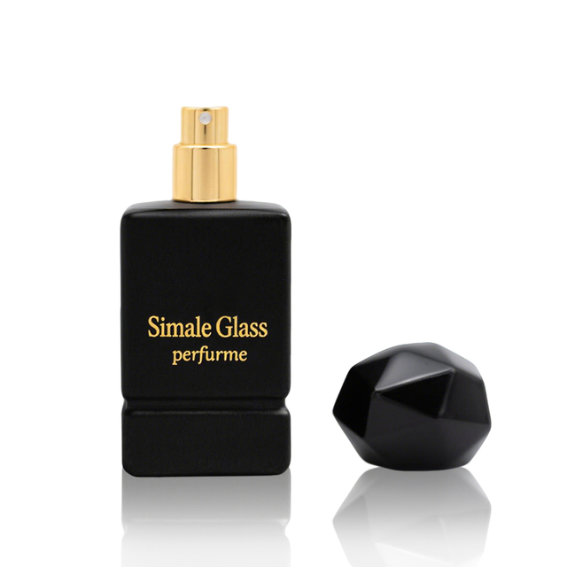 Luxury Perfume Empty Bottle Matte Black Square Glass Perfume Bottle with Sprayer Custom Packaging with Box