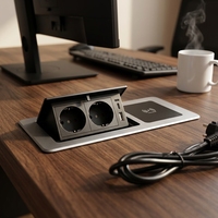 Prise de bureau encastrée multifonctionnelle industrielle avec USB, prise de table escamotable 12A pour usage commercial