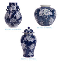 Cantik Cina biru dan putih pola bunga Peony untuk dekorasi rumah vas keramik