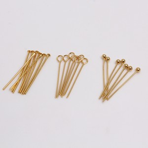 Agujas para Abalorios Chapadas en Oro de 18K, 0.5mm 0.8mm, Forma de T, Cabeza de Bola, Figura Ocho, para Hacer Pulseras, Componentes de Joyería DIY - Product Image 1