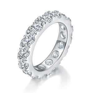 925 Silver <strong>Moissanite</strong> Jewelry Band <strong>Ring</strong> 18K Gold &amp; White Gold Plated VVS Certificate 0.3ct 4mm for <strong>Men</strong> and Women - Product Image 1