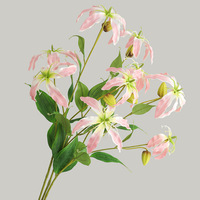 YOPIN-3620 Großhandel 3 Köpfe künstliche glorreiche Flamme Lily Gloriosa Superba Seiden blumen für Hochzeit Home Decoration