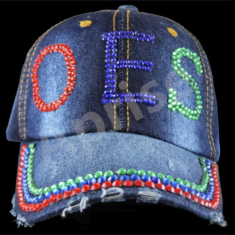 Aprise-カスタマイズされたギリシャ文字のロゴスポーツサッカースカーフOES東部の星の順序ソロリティラインストーン野球帽キャップ