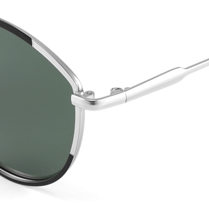 Lunettes de soleil ovales élégantes, monture en métal à bordure complète, verres verts, protection UV400, unisexe, protection solaire pour adultes - Product Image 5