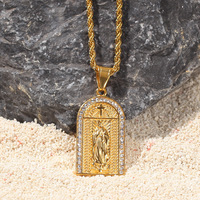 Colliers et pendentifs Hip Hop Iced Out Bling Vierge Marie couleur or en acier inoxydable 316L, collier Madonna pour femmes, bijoux chrétiens