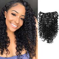 Extensions à clipser en cheveux humains naturels vietnamiens bruts, bouclés, volume intense, sans couture, 7 pièces, fourniture directe usine