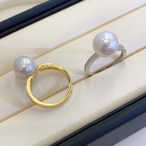 Bague en argent S925 de luxe léger, perle naturelle 10-11mm, style simple et polyvalent, romantique, haute qualité, avec coffret cadeau – Vente en gros fabricant - Product Image 2