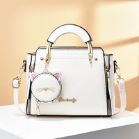 Sac à main pour femme en PU tendance, couleur unie, bandoulière unique, nouveau modèle, sac à main mignon à motif de chat, sac bandoulière