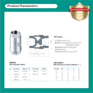 <span class=keywords><strong>Clapet</strong></span> <span class=keywords><strong>anti</strong></span>-<span class=keywords><strong>retour</strong></span> <span class=keywords><strong>vertical</strong></span> NPT en acier inoxydable 1/2 " - 4" en gros d'usine - Product Image 4