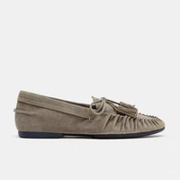 ANSU 2025 Nouvelle Collection Automne – Mocassins Femme en Daim à Bout Carré, Chaussures Bateau à Enfiler, Semelle Intermédiaire en Toile Légère pour Printemps-Été