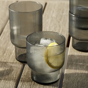 <span class=keywords><strong>Verre</strong></span> côtelé à rayures verticales, style empilable, bande de Texture repérée, gris et clair - Product Image 5