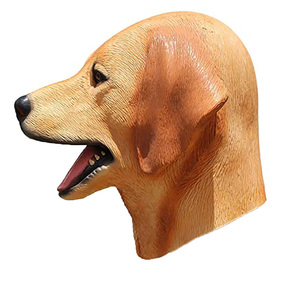 Masque de chien <span class=keywords><strong>Labrador</strong></span> Akita jaune, couvre-chef Halloween, masque intégral en latex réaliste, thème Alien vs Predator, effrayant - Product Image 3