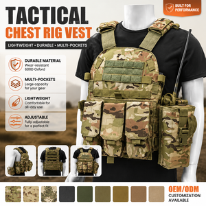 Tactical <b>Chest</b> Rig Vest Bag MOLLE Plate Carrier Gear Multi Pocket Adjustable Lightweight Hunting Vest Outdoor Equipment OEM ODM - Product Image 1