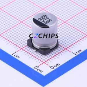 ตัวเก็บประจุ EEETC1V221UP อลูมิเนียมอิเล็กโทรลีติค SMD D8xL10.2mm 220uF 20% 35V 410mA-100kHz - Product Image 1