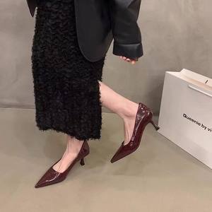 Nuove Scarpe da Donna Primavera 2025 con Tacco Alto Rosso, Punta Affusolata, Stile Francese Elegante, Tacco Sottile Nero, Scarpe Open-Toe - Product Image 5