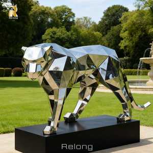 Estátua Escultural de Leopardo em Aço Inoxidável em Tamanho Real com Design Geométrico à Venda - Product Image 4