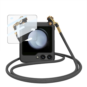 Ốp lưng siêu mỏng Samsung Galaxy Z Flip 5 với dây đai linh hoạt & kính cường lực phía trước, Vỏ bảo vệ toàn thân chống sốc - Product Image 5