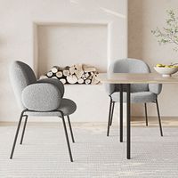 Chaise de Salle à Manger Blanche Moderne, Fauteuil Confortable en Tissu Doux Façon Laine d'Agneau, Idéale pour Restaurant