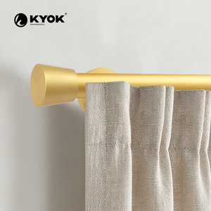 Tringle à rideaux minimaliste KYOK en or avec embouts cylindriques, design antirouille, pour salon - Product Image 1