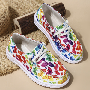 Chaussures en toile imprimées pour enfants, nouvelles chaussures décontractées pour enfants à lacets et bout rond imprimé coloré - Product Image 1