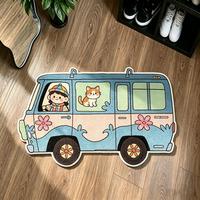 Tapis d'appoint pour enfants mignon et amusant, tapis en peluche antidérapant en forme de bus pour la chambre des enfants, décoration de la maison