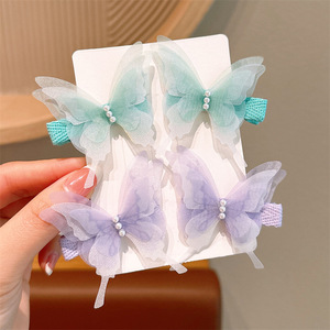 Pasador de Pelo con Forma de Mariposa Estilo Europeo Americano para Niñas Pequeñas, Accesorios para el Cabello de Encaje, Diadema de Plástico para Flequillo Lateral - Product Image 5