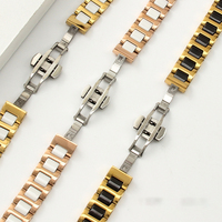 Bracelet de montre réglable en céramique et acier inoxydable de luxe à libération rapide HMJ pour smartwatch universel 14/16/18/20/22 mm