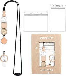 2 lanières rétractables pour cartes d'identité/clés, mignonnes, en silicone/polyester, avec perles, 2 porte-cartes étanches (pour infirmières/professeurs) - Product Image 1