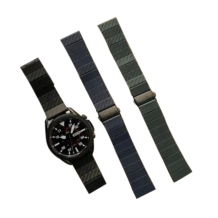 For samsung watch 20mm 22mm Luxury Carbon Fiber Stainless Steel watch band