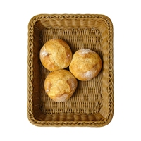 Panier de service rectangulaire en rotin PP tressé, fait main, de qualité alimentaire, étanche, gain de place, écologique et durable pour restaurant