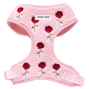 Özel moda peluş kenar krem kapitone naylon ayarlanabilir köpek koşum seti yumuşak yastıklı evcil hayvan koşumu tasma takılabilir OEM ODM - Product Image 5