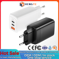 Cargador con Enchufe Europeo de 65W PD 3.0, Puertos USB-C y Tipo-A, Protección QC3.0 OVP, Adaptador de Viaje para Teléfonos Móviles