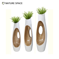 Pot de fleurs décoratif en fibre de verre, fait main, durable, à grain de bois creux, pour l'intérieur et l'extérieur, avec couleur personnalisée pour jardin et maison