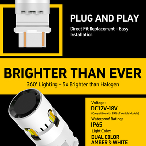 Bombilla LED 3157 de Doble Color con Función Switchback, 28W, Ventilador Integrado, Resistencia, Sin Errores Canbus, 7443 4257, Luz de Señal de Giro, DRL, Luz de Estacionamiento - Product Image 3