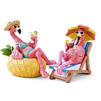 Nouveau produit : Petite sculpture en résine flamant rose – Design estival de style américain pour décoration de maison/fête – Chine
