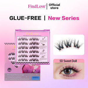Extensions de <span class=keywords><strong>cils</strong></span> auto-adhésives en grappes, noires, sans colle, DIY, 5D, effet Sweet Doll, à presser, pré-collées, Star Push, effet wispy, réutilisables, volume - Product Image 1