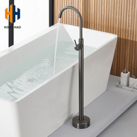 Fabricant de gros robinet de baignoire haut débit or rose colonne en cuivre doux brossé côté baignoire vertical chaud et froid