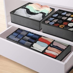 Non Woven Fabric Foldable Grey Chevron Pattern Storage Organize <strong>Underwear</strong> <strong>Organizer</strong> - Product Image 6