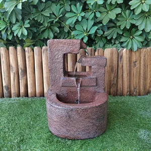 Red Rocky Style Water Fountain Home Decor Solar power Outdoor Decoration Art Decor