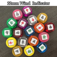 Set Indikator Angin Mahjong Akrilik Kristal 22mm, 6 Buah Ubin Angin Empat Arah & Naga, 9 Pilihan Warna