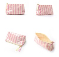 Trousse de Toilette et de Maquillage Essentiels pour les Vacances d'Été avec Fermeture Éclair à Pompon, Sac de Voyage Portable en PVC, Pochette Zippée