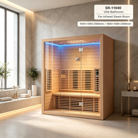 Salle de sauna infrarouge lointain résidentielle et commerciale avec porte en verre trempé de 8 mm, kit en bois de pruche 1500/1800x1000x2000mm