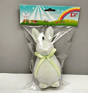 DAMAI Wholesale Easter Flocked Bunny Decor Colorful Bow Knot Standing Rabbit Pick Sticks for Home Tabletop Festival Decoration - Product Image 3