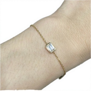 18K <b>Solid</b> <b>Gold</b> Lab Grown Diamond Emerald Cut 0.33CT VVS2 Clarity IGI Certified Unisex Bracelet Trendy Simplicity Luxury Wedding - Product Image 2