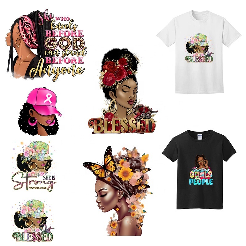 12 Sheets Black Girl Iron On Transfers - Ready To Press DTF Heat Transfer Vinyl For T-Shirts, Hoodies & DIY Crafts With Inspirational Quotes - View #3