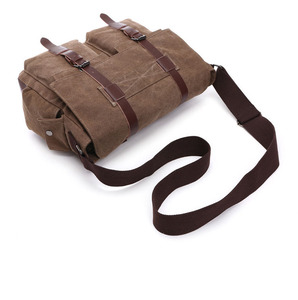 Sac à bandoulière en toile de style européen et américain pour hommes, sac à bandoulière pour ordinateur portable, sac d'école multi-poches, sac messager - Product Image 4