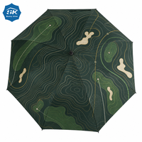 Parapluie de golf avec impression de carte topographique, résistant au vent, armature renforcée, pour souvenirs personnalisés de club de golf