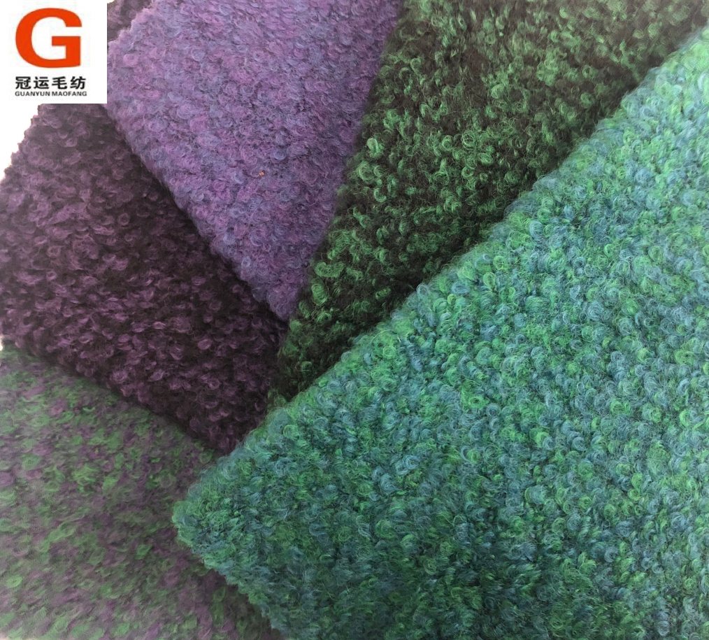High quality multi colors latest wool fabrics wool knitted fabric boucle